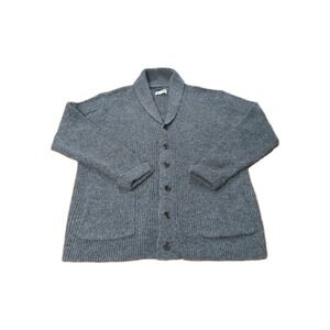 Gray Shawl Collar Button up Shetland Wool Men's Sweater  Sz XL Line Of Trade